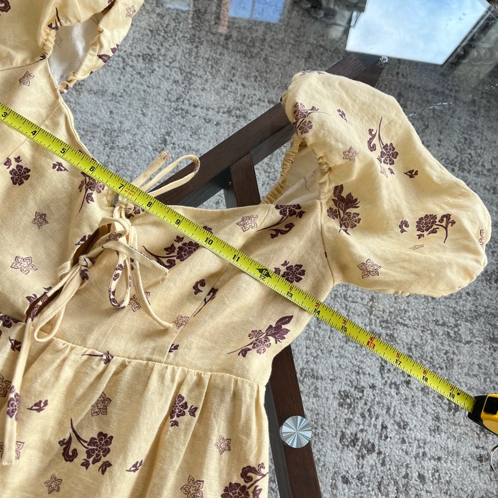 Aritzia Wilfred Rowena Linen Yellow Summer Vacation Boho Dress Cotagecore Sz 2 - Picture 11 of 13
